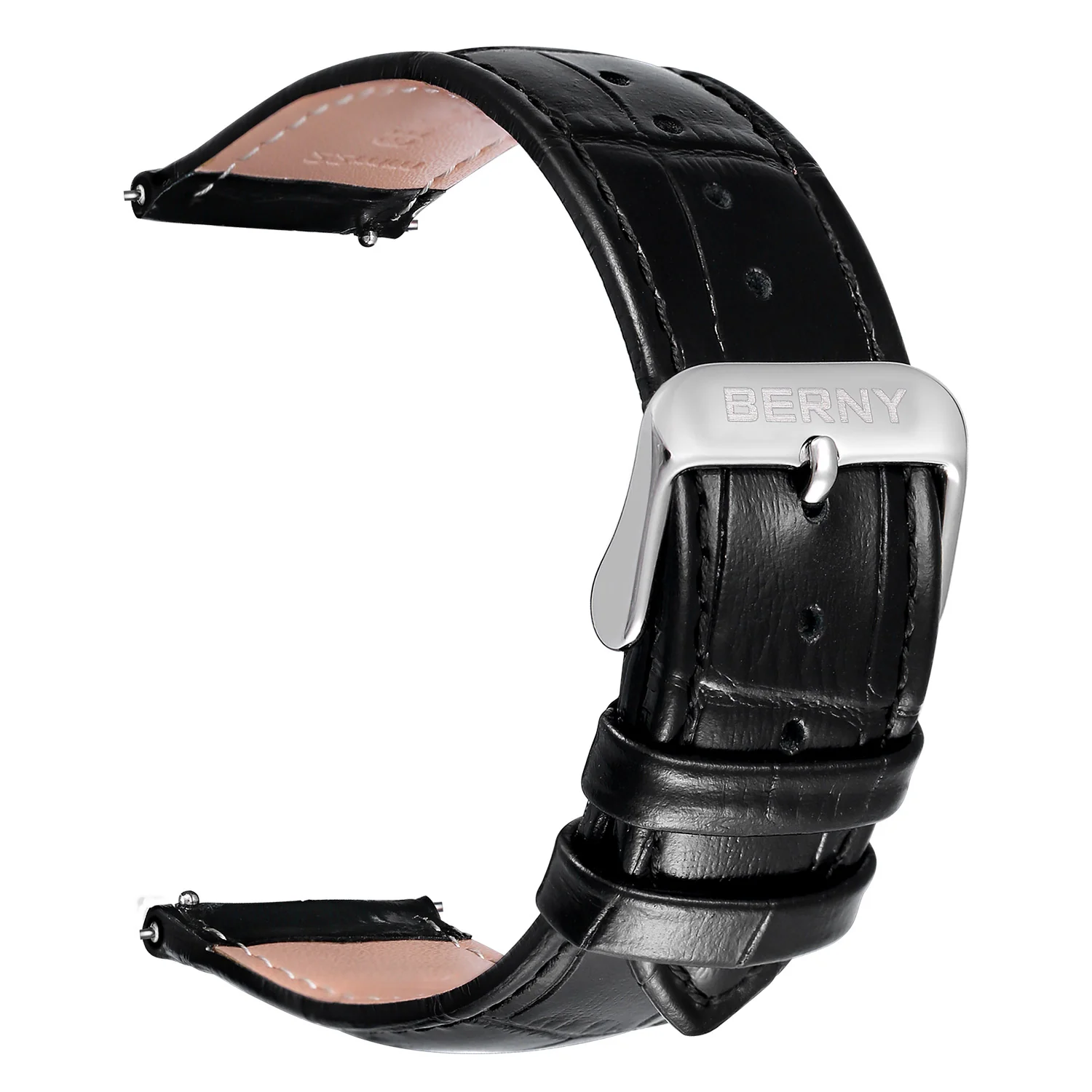 BERNY-Genuine Leather Quick Release Square Scale Watch Strap - Image 3