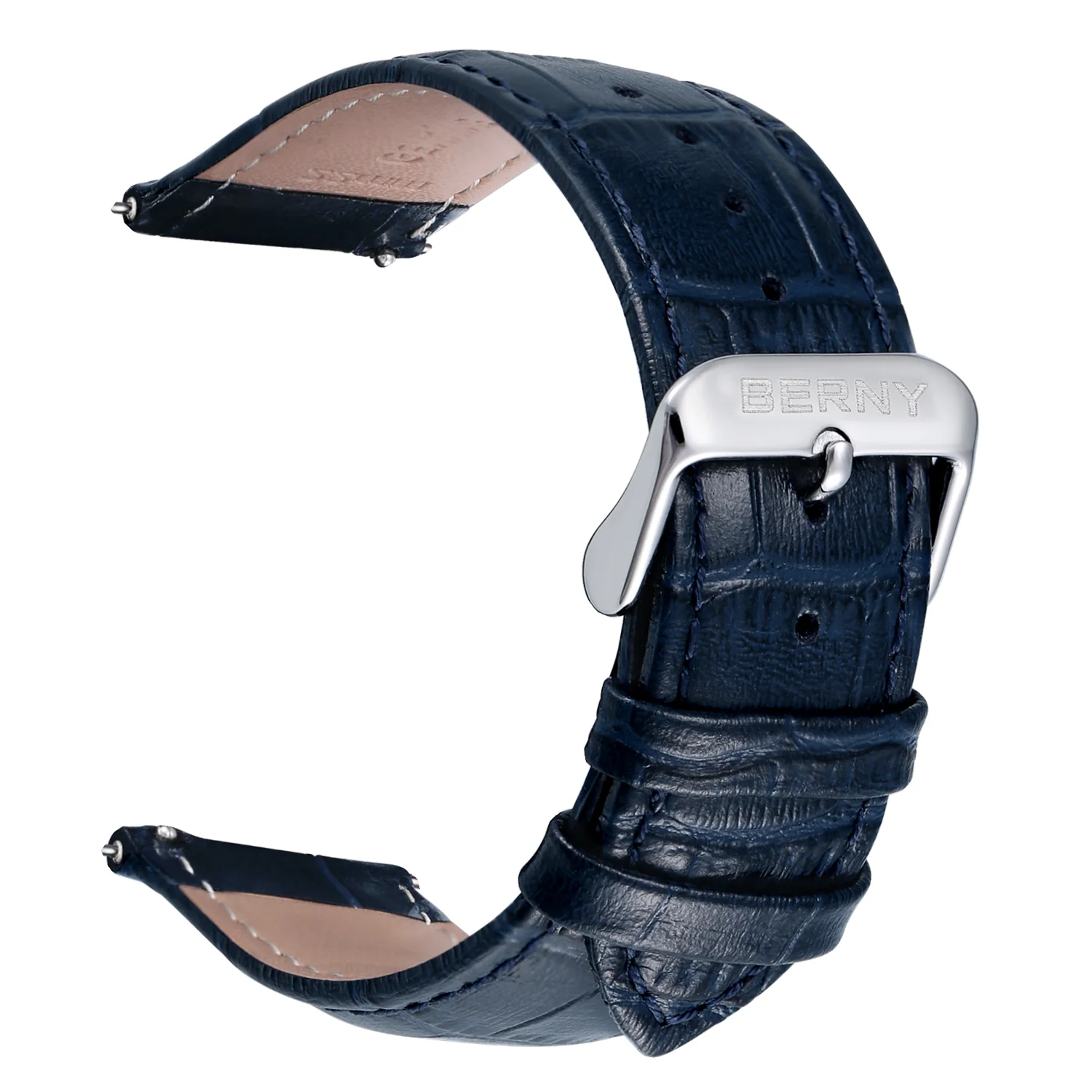 BERNY-Genuine Leather Quick Release Square Scale Watch Strap - Image 4