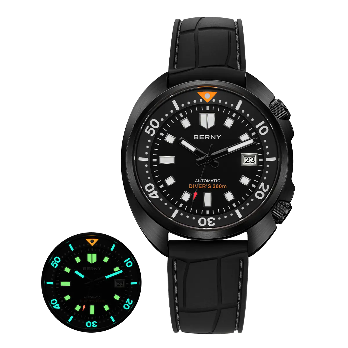 BERNY-Men Automatic Compressor-style Diver Watch V2 -AM1970M-BLK - Image 10