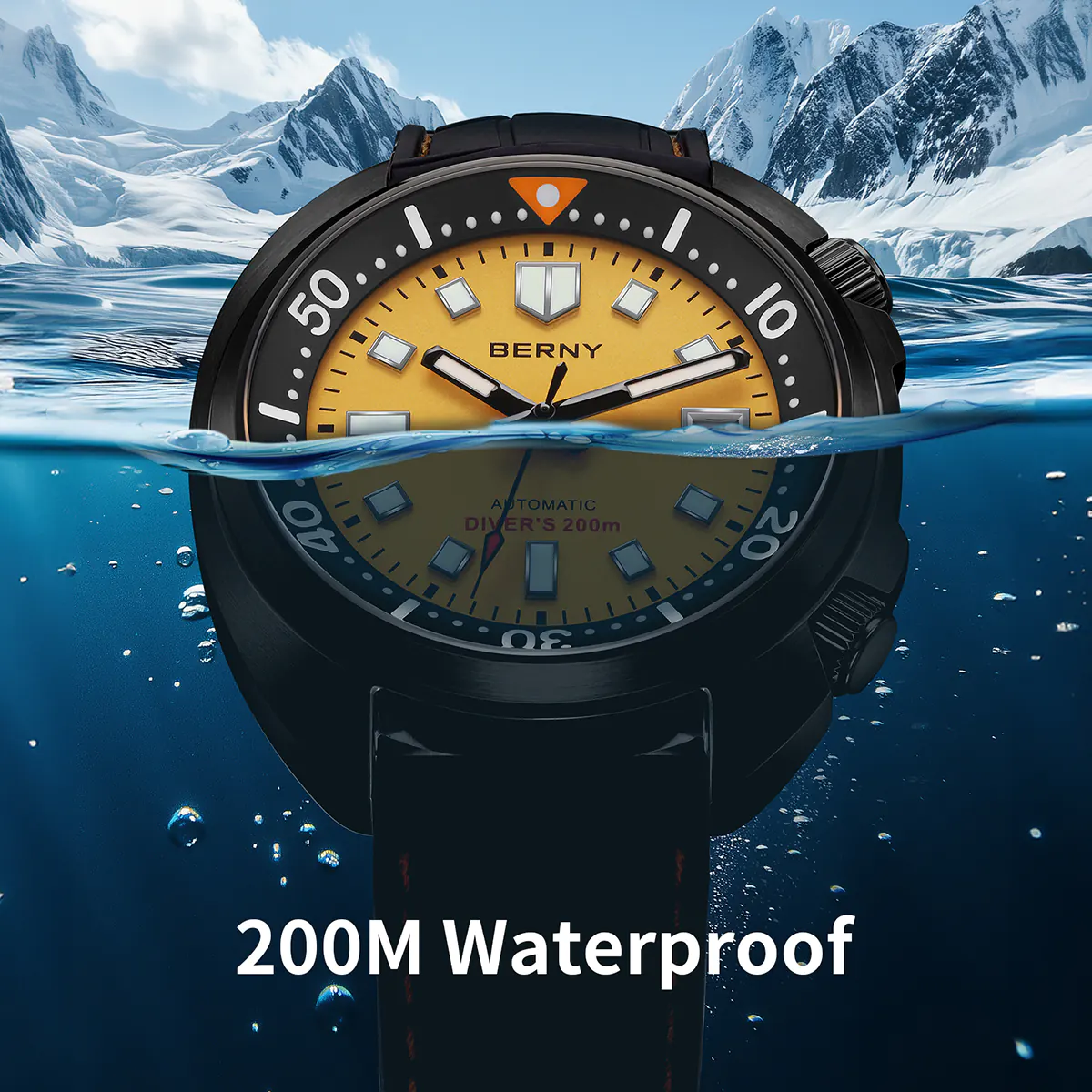 BERNY-Men Automatic Compressor-style Diver Watch V2 -AM1970M-BLK - Image 3