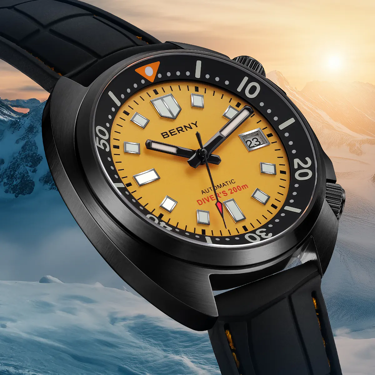 BERNY-Men Automatic Compressor-style Diver Watch V2 -AM1970M-BLK - Image 5
