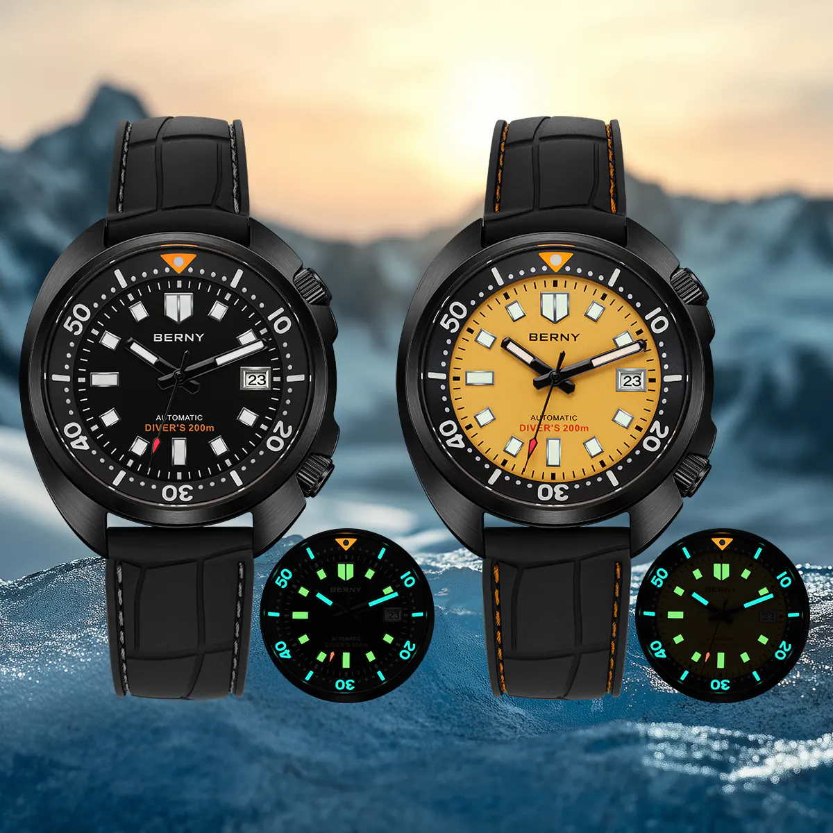 BERNY-Men Automatic Compressor-style Diver Watch V2 -AM1970M-BLK - Image 7