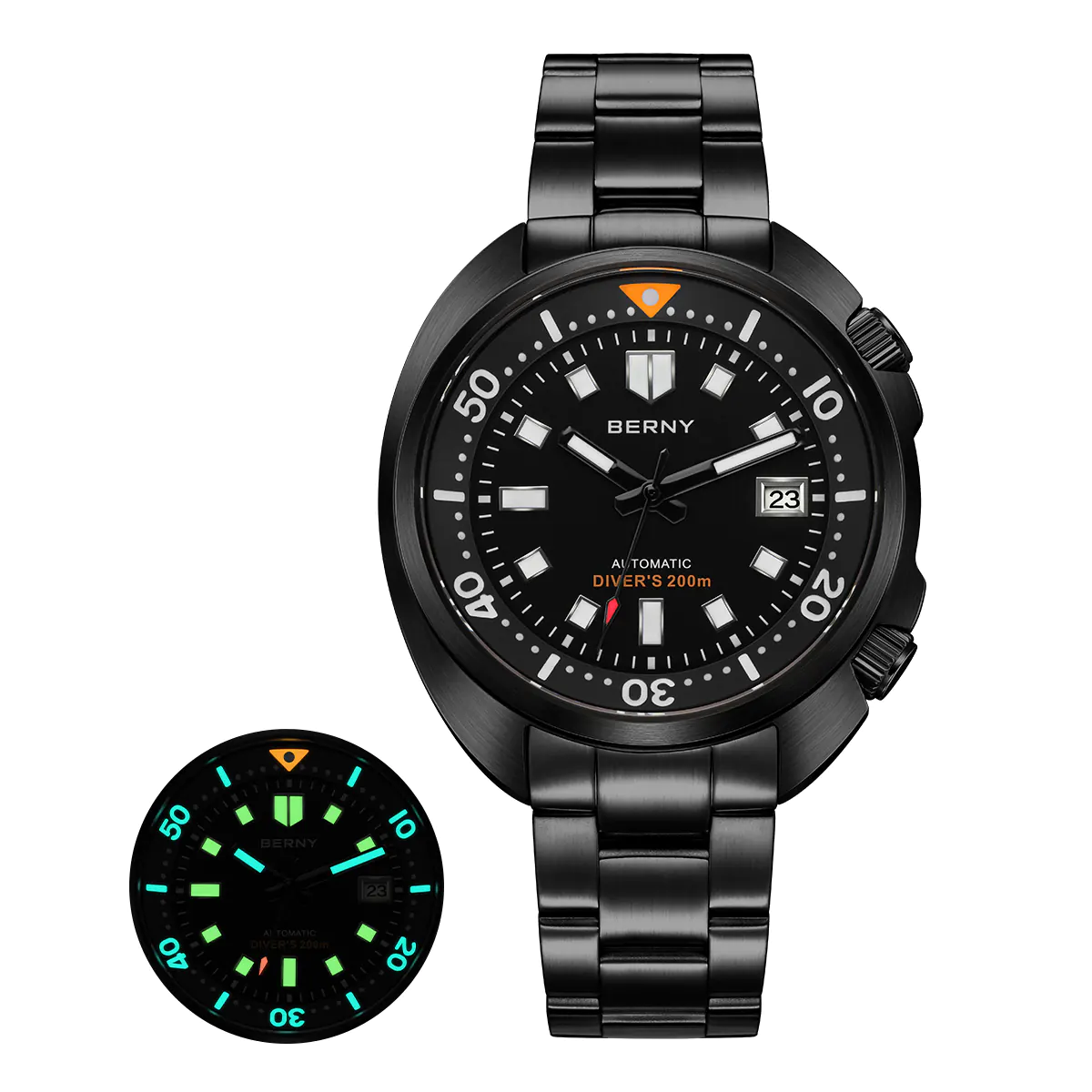 BERNY-Men Automatic Compressor-style Diver Watch V2 -AM1970MS-BLK