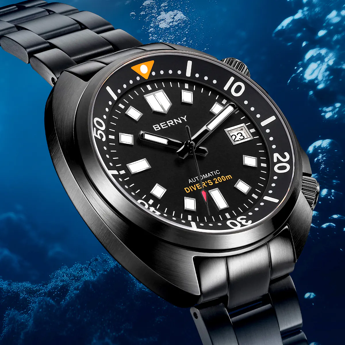 BERNY-Men Automatic Compressor-style Diver Watch V2 -AM1970MS-BLK - Image 3