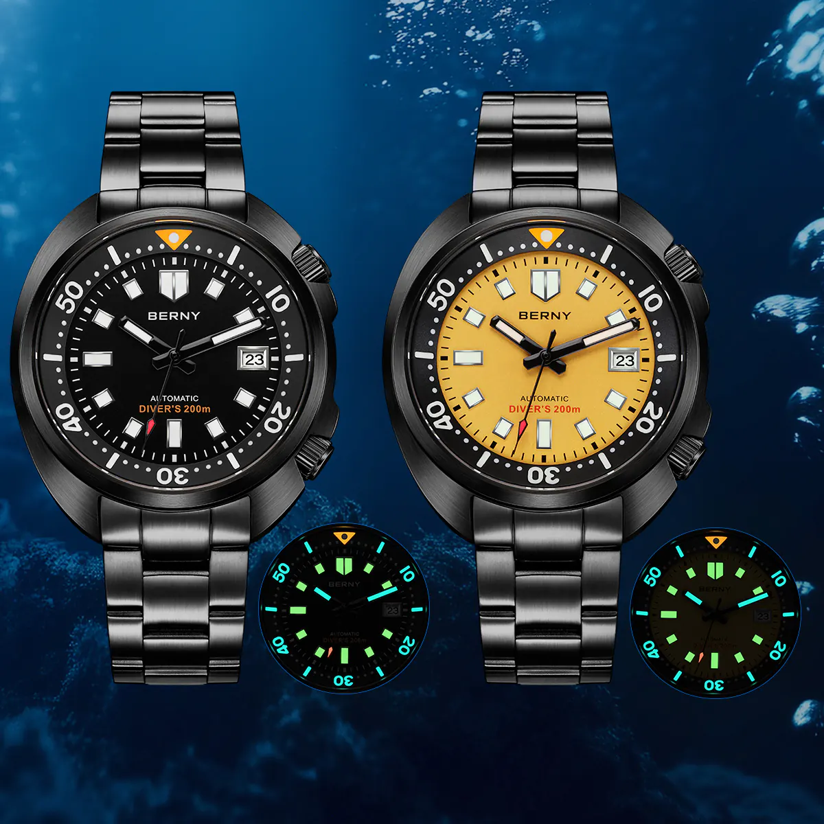 BERNY-Men Automatic Compressor-style Diver Watch V2 -AM1970MS-BLK - Image 7