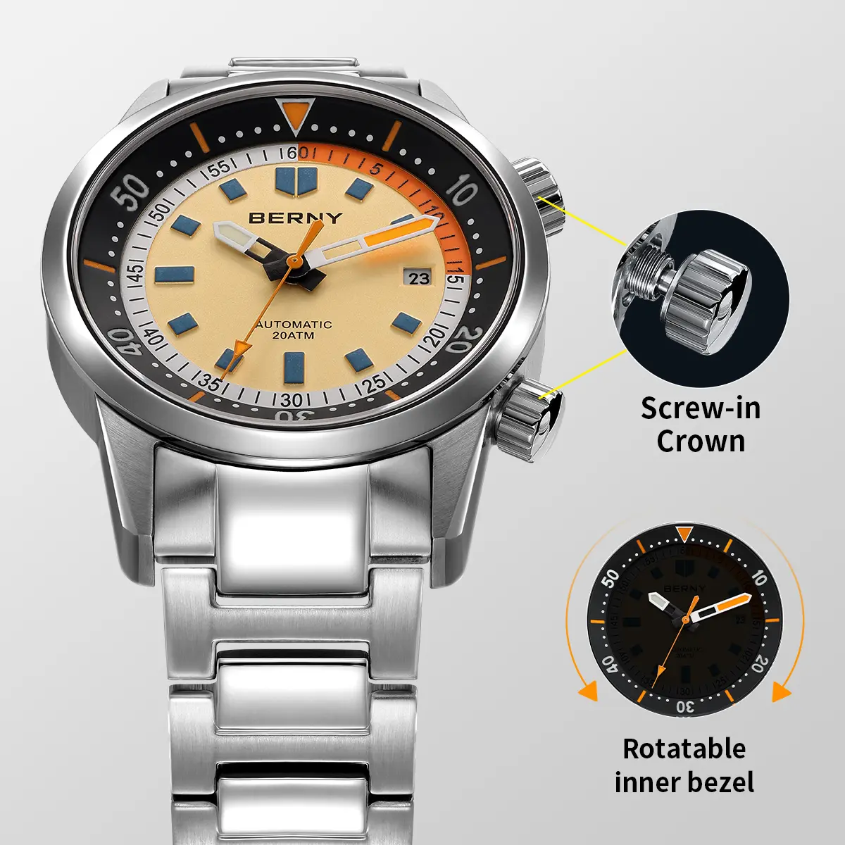 BERNY-Men Automatic Compressor-style Diver Watch V4-AM439MS - Image 7