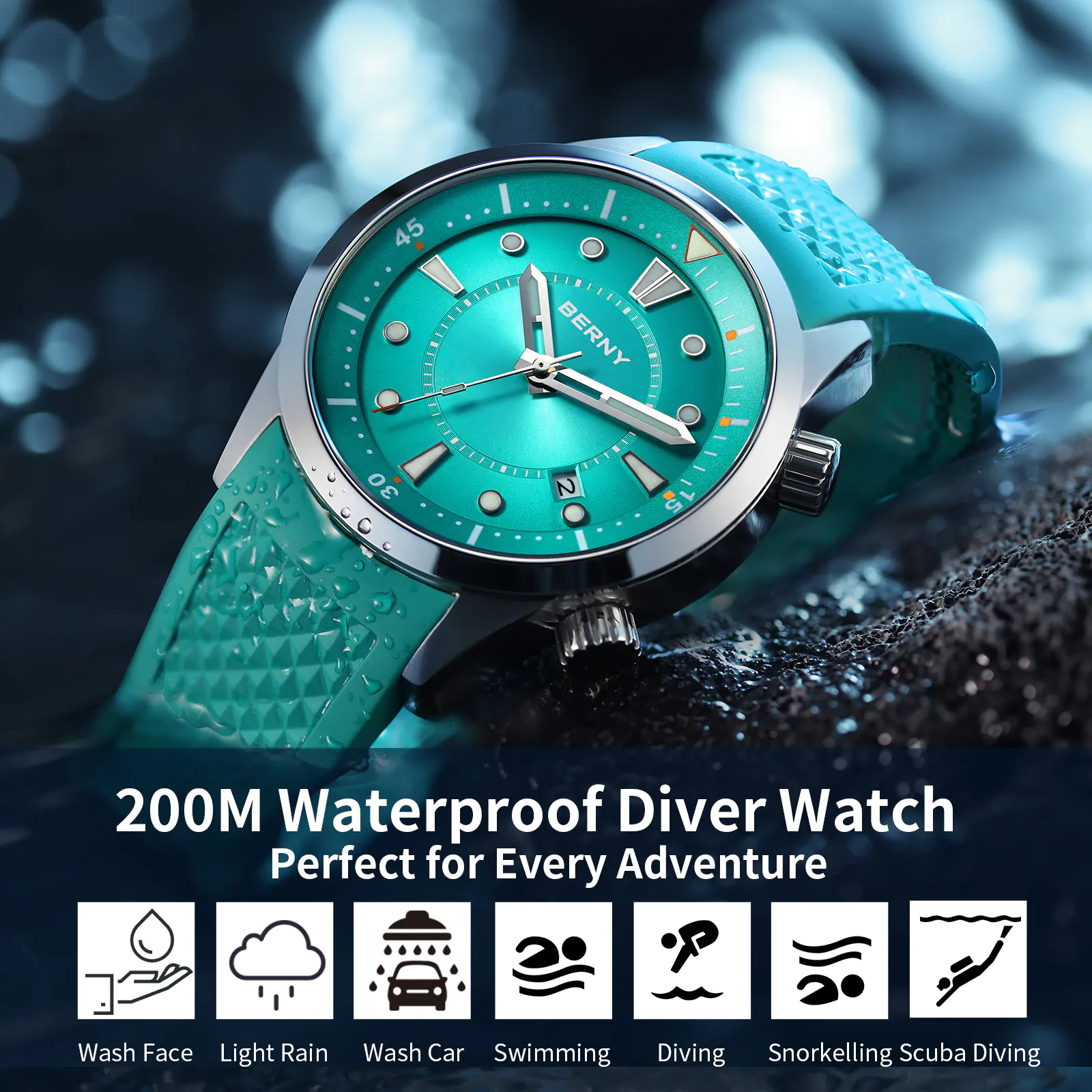 BERNY-Men Automatic Compressor-style Diver Watch V5-AM539M - Image 4