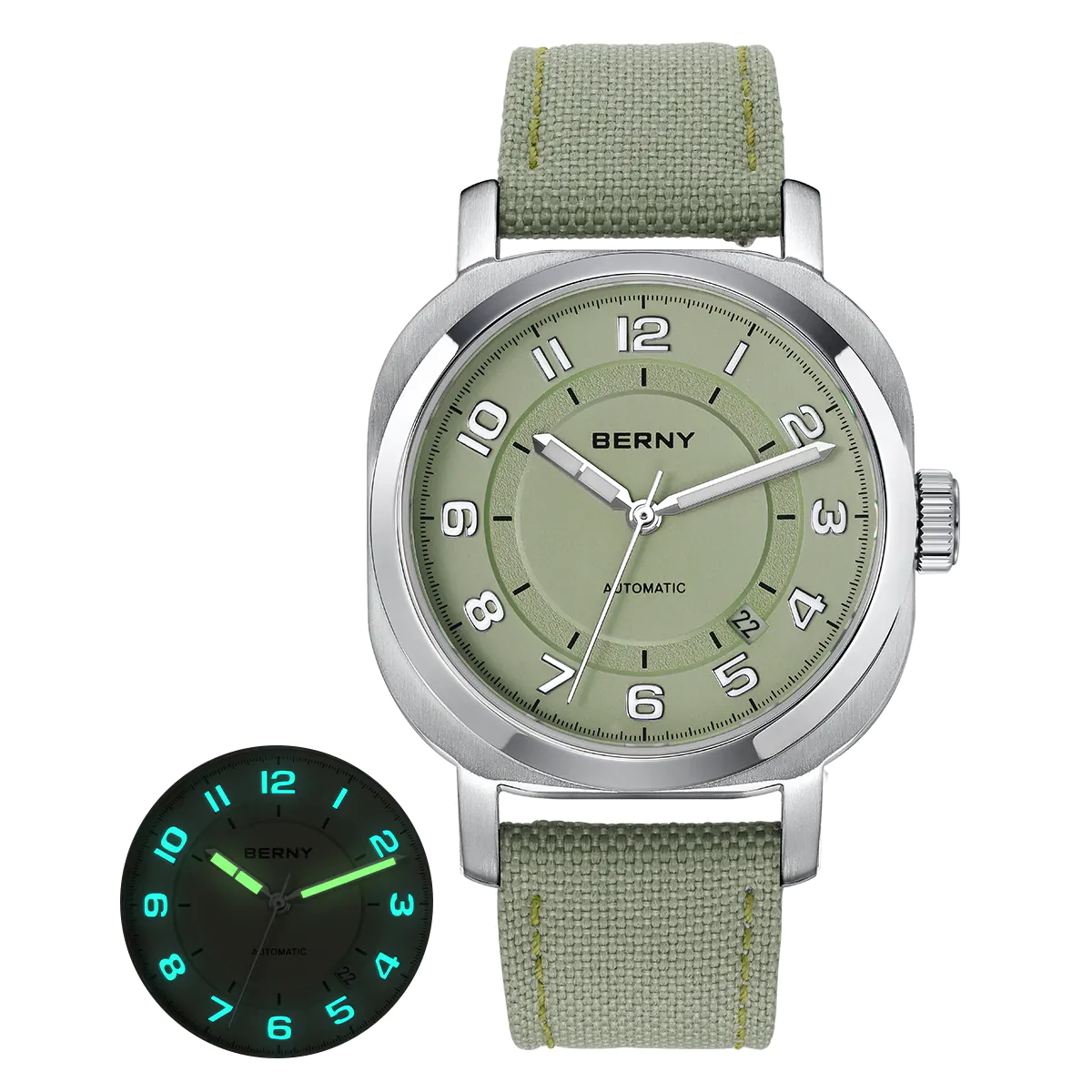 BERNY-Men Automatic Cushion Shaped Dress Watch-AM133V - Image 11
