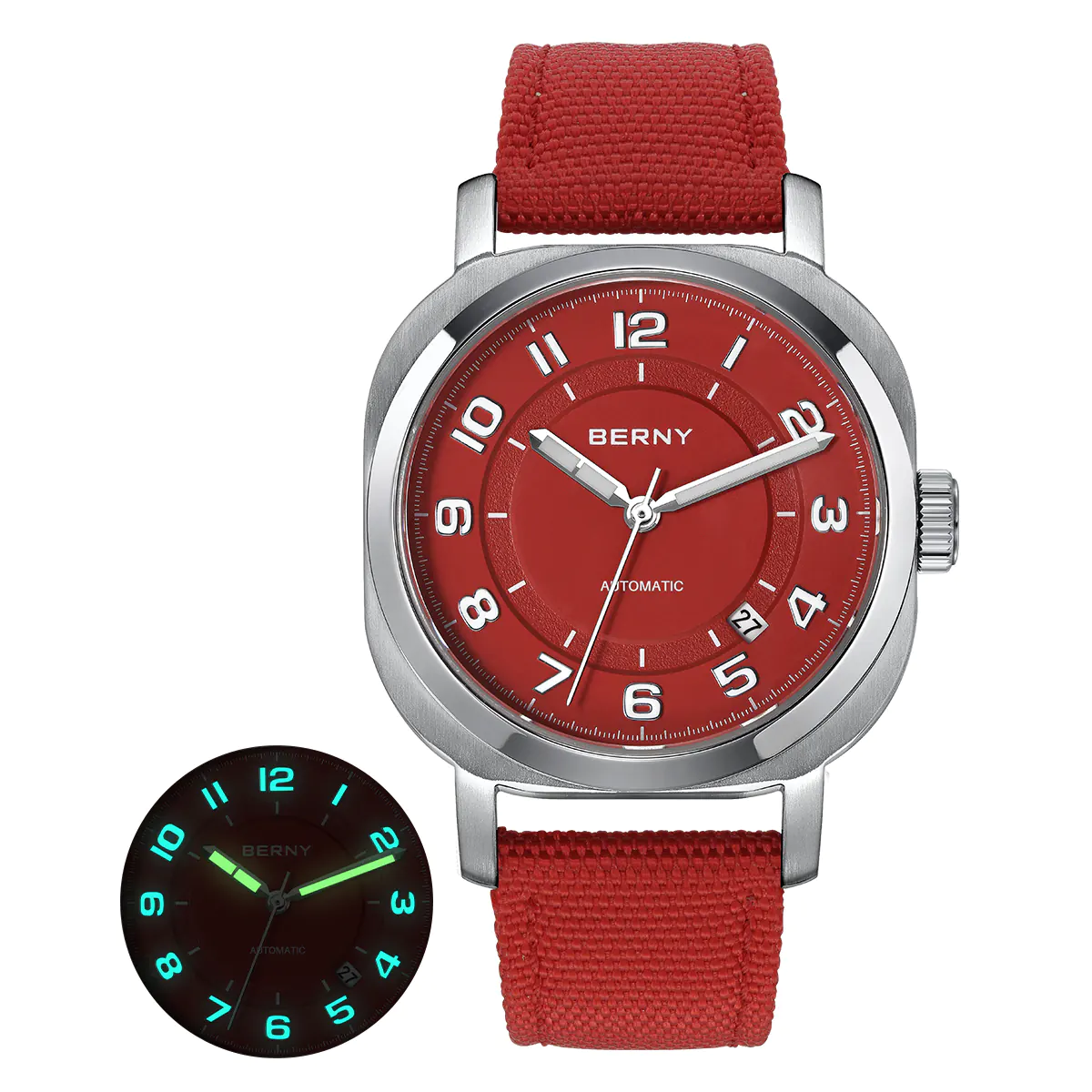 BERNY-Men Automatic Cushion Shaped Dress Watch-AM133V - Image 12