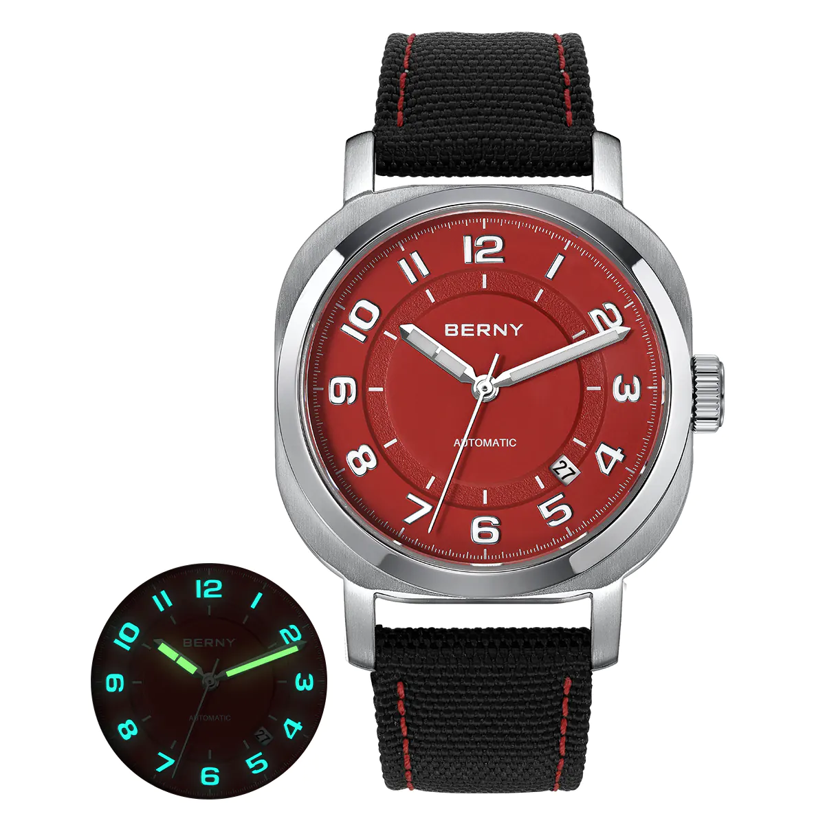 BERNY-Men Automatic Cushion Shaped Dress Watch-AM133V - Image 13