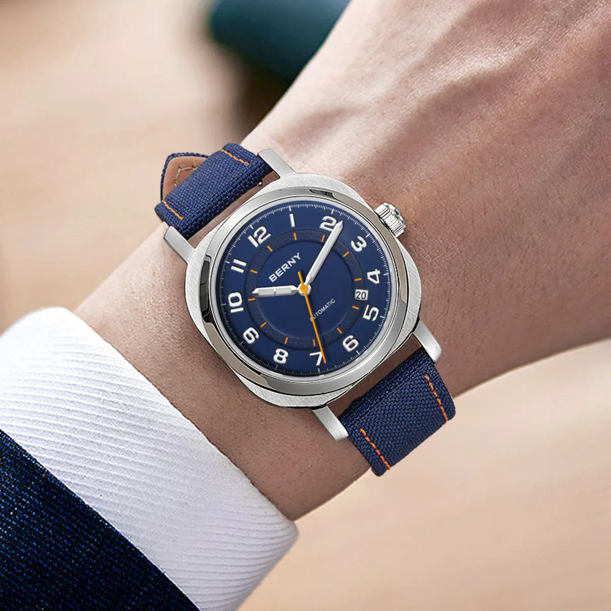 BERNY-Men Automatic Cushion Shaped Dress Watch-AM133V - Image 8