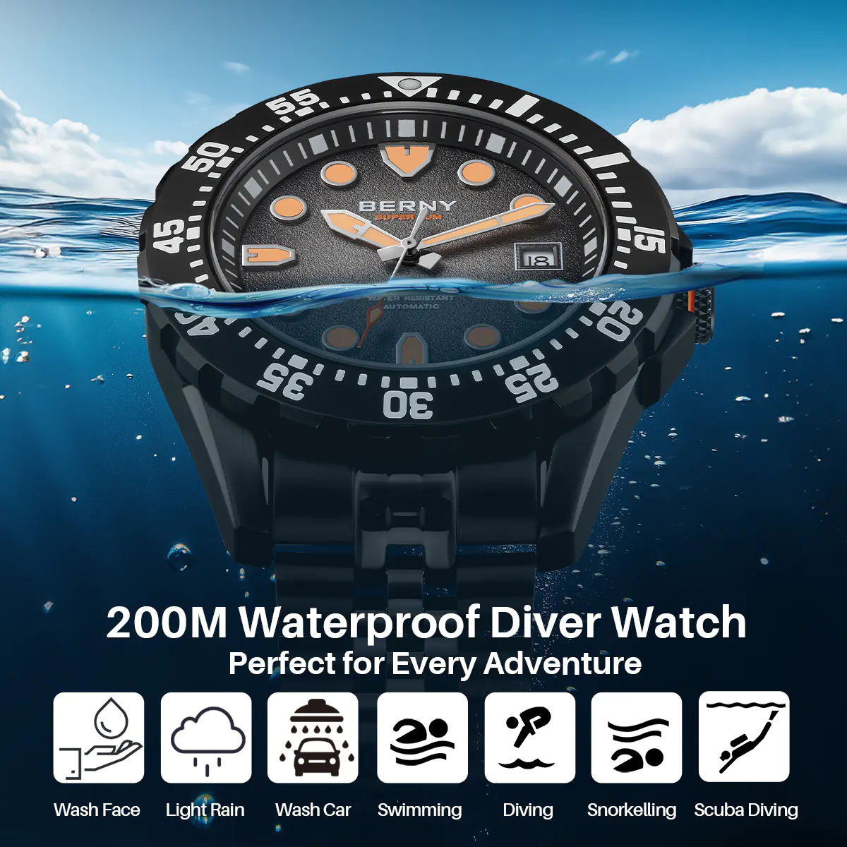 BERNY-Men Automatic Diver Watch-AM151MS - Image 6