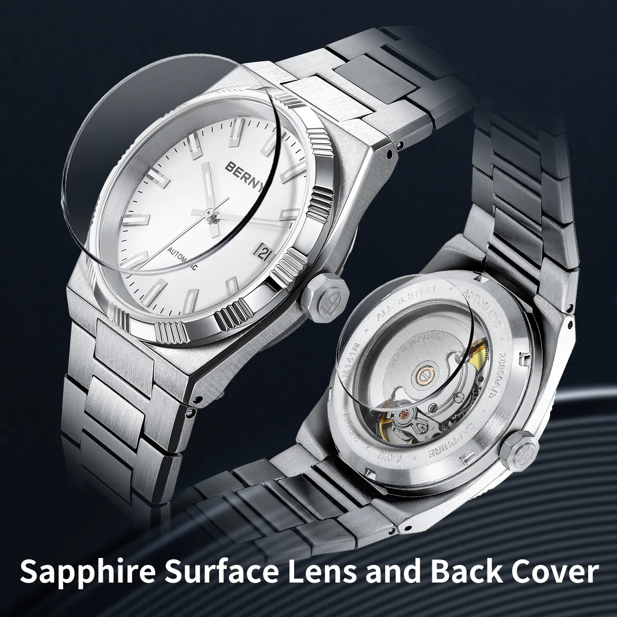 BERNY-Men Automatic Dress Watch- Interchangeable Bezel- AM141M - Image 3