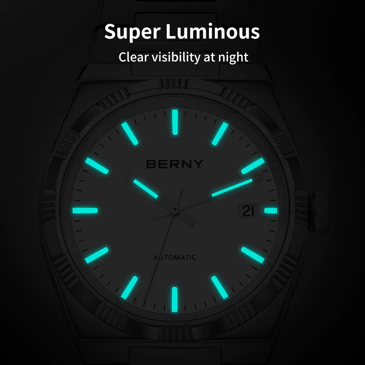 BERNY-Men Automatic Dress Watch- Interchangeable Bezel- AM141M - Image 5