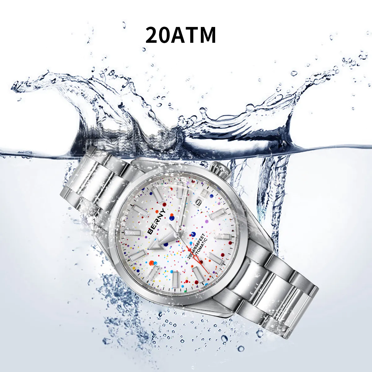 BERNY-Men Automatic Splatter Art Watch-AM230M - Image 5