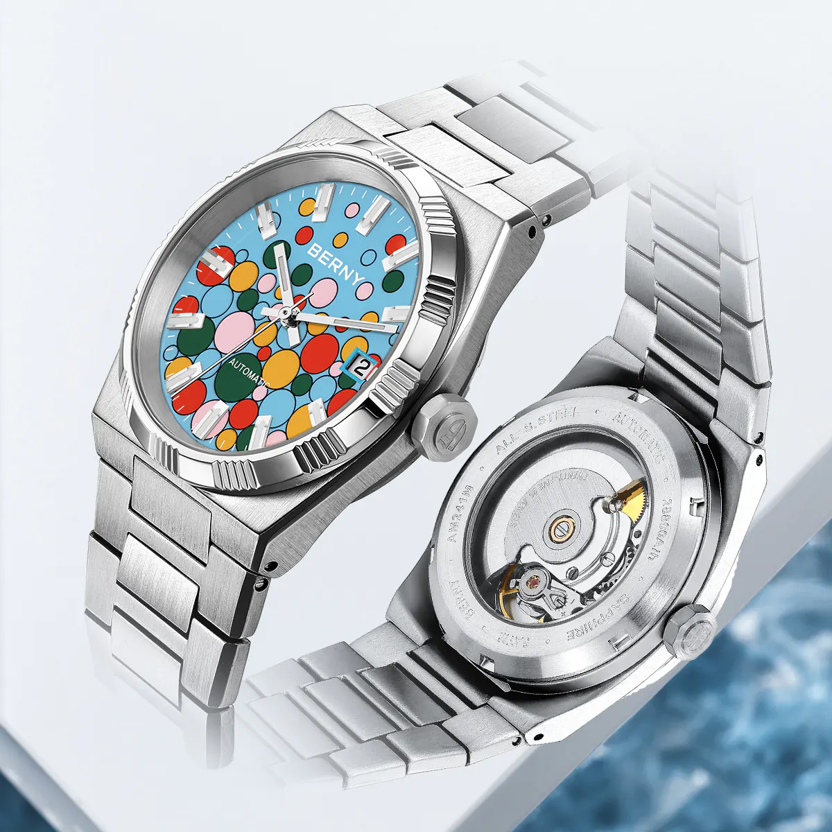 BERNY-Men Automatic Dress Watch- Interchangeable Bezel- AM241M - Image 3