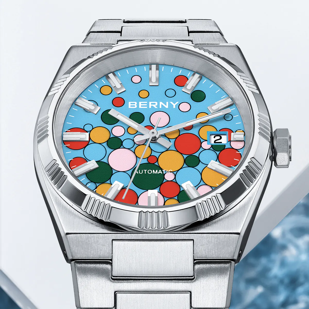 BERNY-Men Automatic Dress Watch- Interchangeable Bezel- AM241M - Image 4