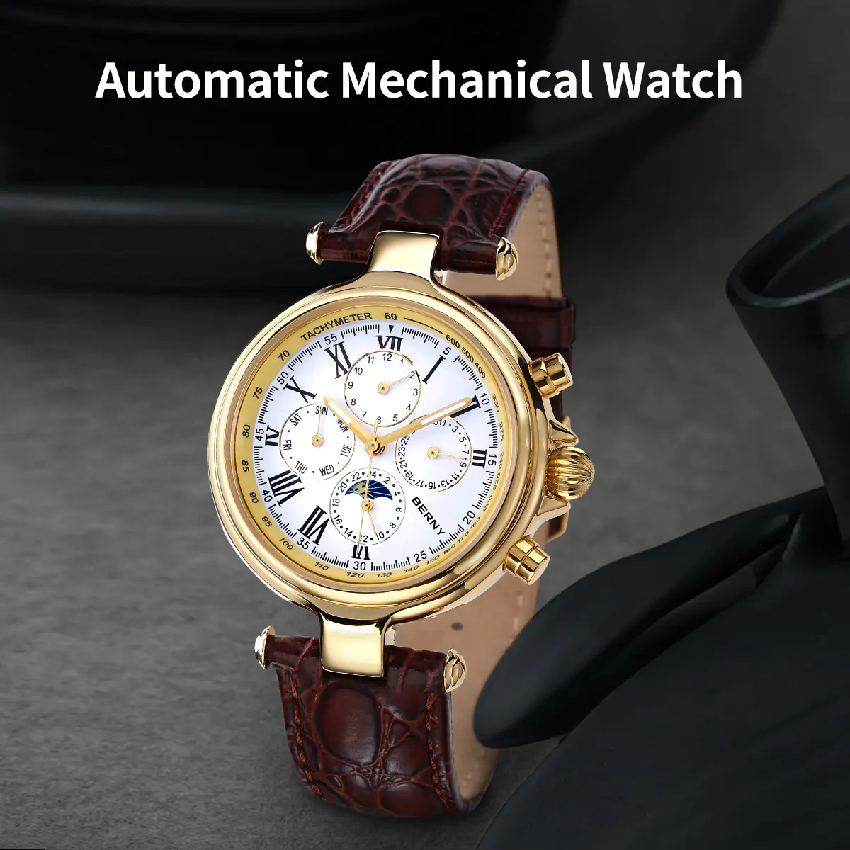 BERNY-Men Automatic Full Calendar Watch-AM7042M - Image 6