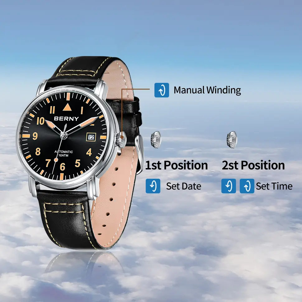BERNY-Men Automatic Aviation Watch-AM129M - Image 5