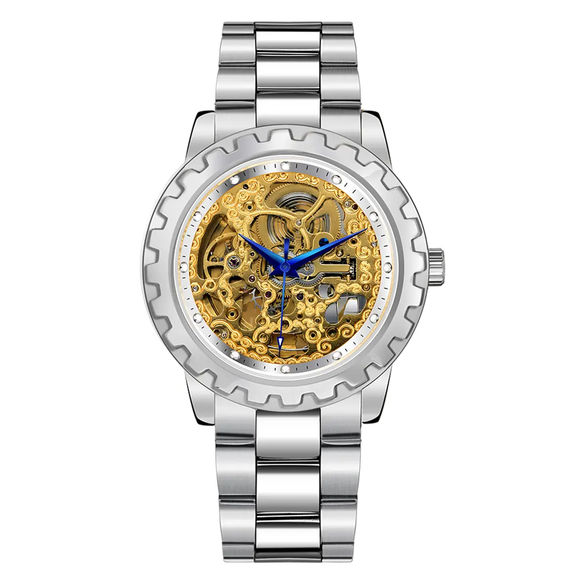 BERNY-Men Automatic Skeleton Gold Watch-AM7018M - Image 3