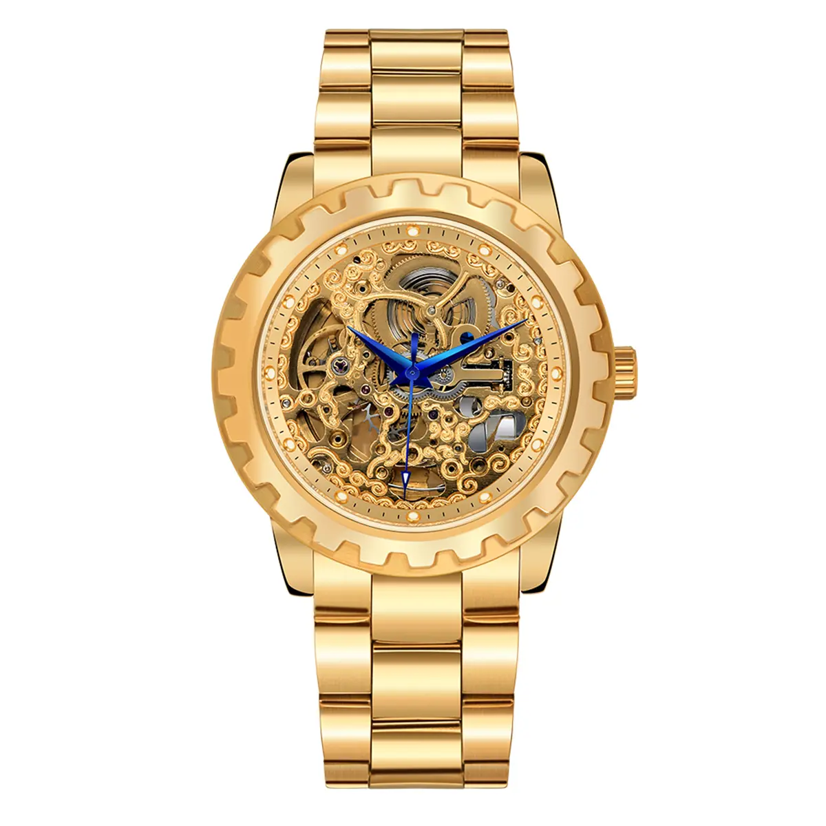 BERNY-Men Automatic Skeleton Gold Watch-AM7018M - Image 4