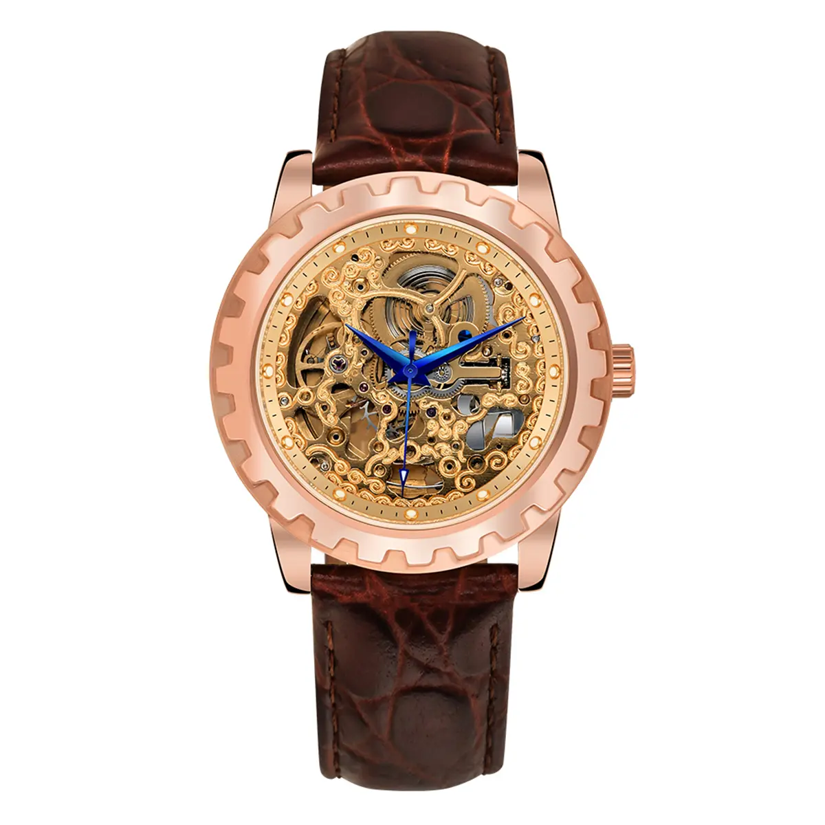 BERNY-Men Automatic Skeleton Gold Watch-AM7018M - Image 5