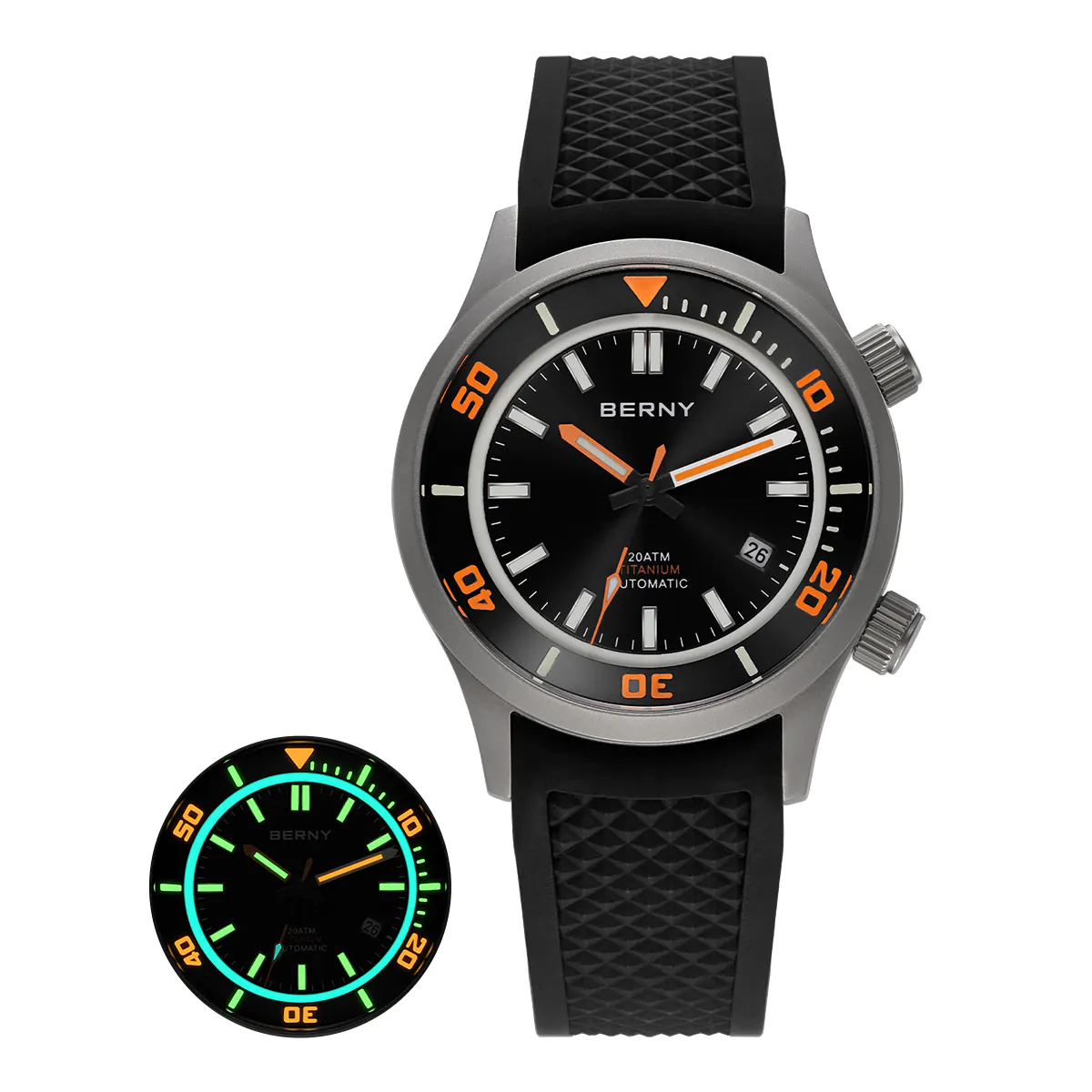 BERNY-Men Automatic Titanium Diver Watch-AMT149M