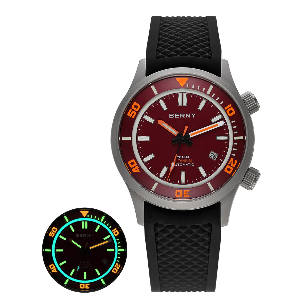 BERNY-Men Automatic Titanium Diver Watch-AMT149M - Image 12