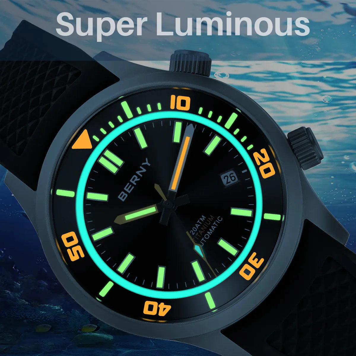 BERNY-Men Automatic Titanium Diver Watch-AMT149M - Image 4
