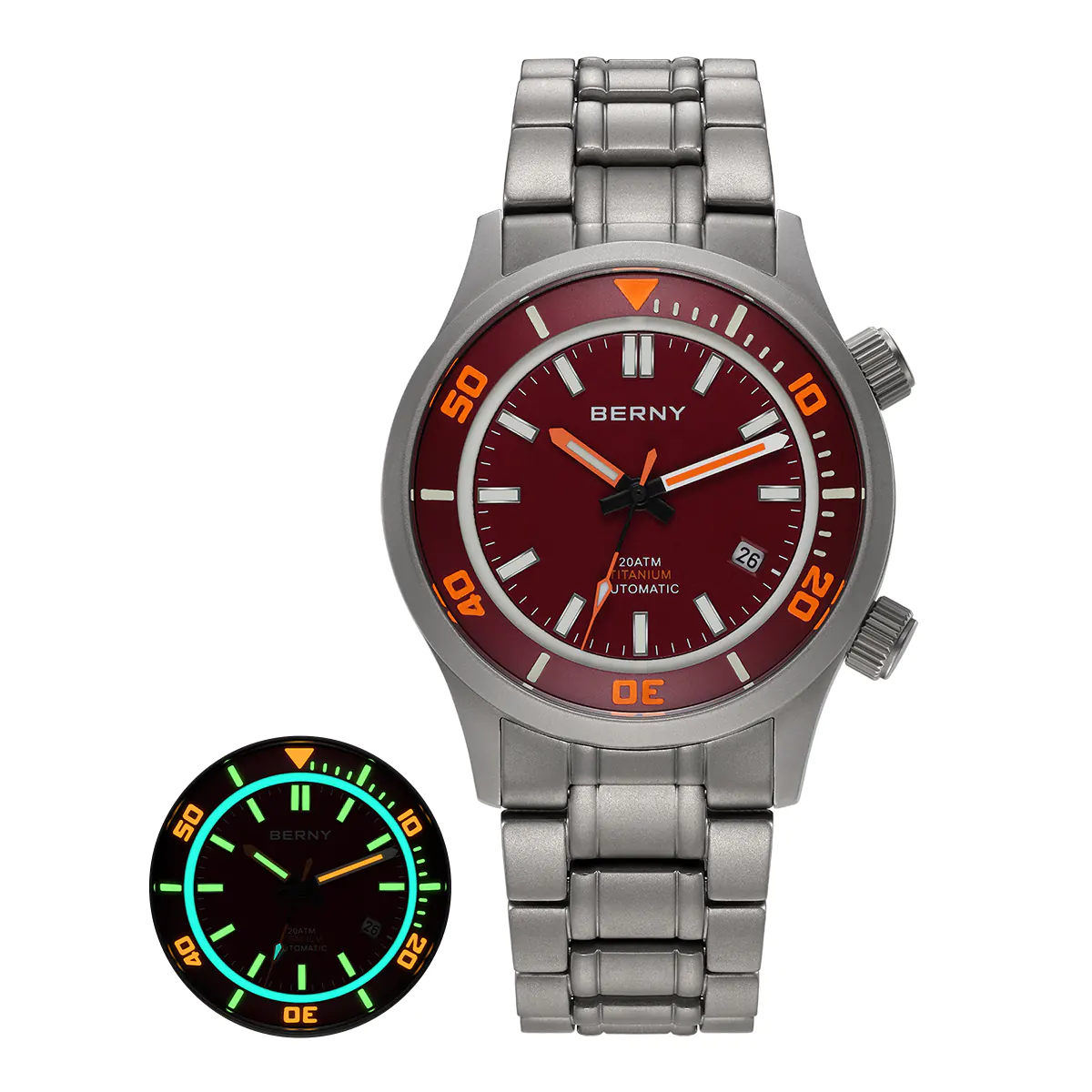 BERNY-Men Automatic Titanium Diver Watch-AMT149MS - Image 12