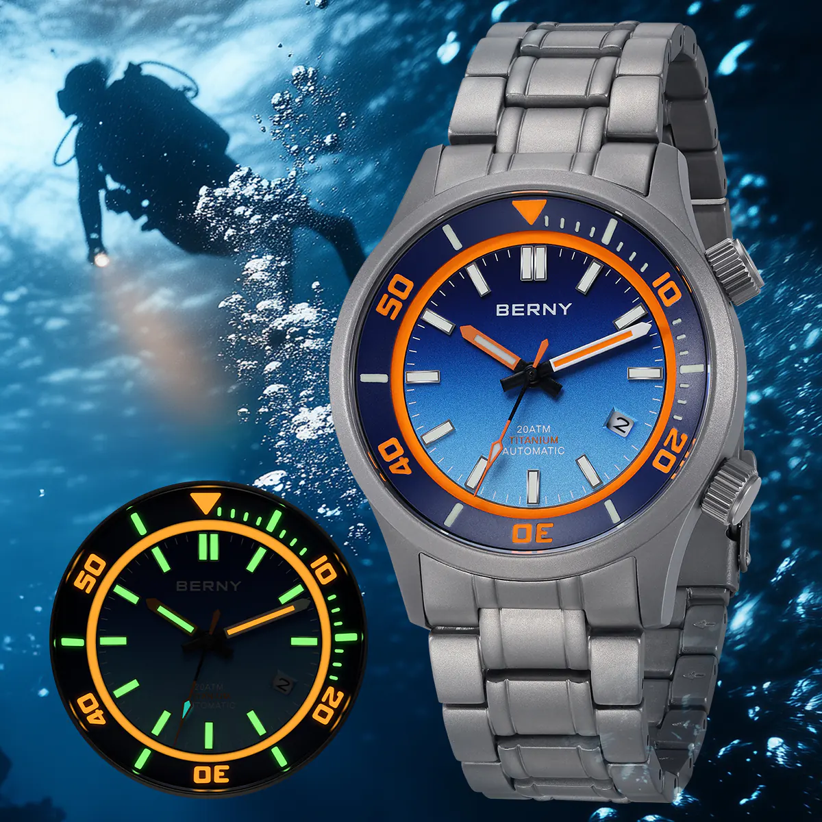 BERNY-Men Automatic Titanium Diver Watch-AMT149MS - Image 2