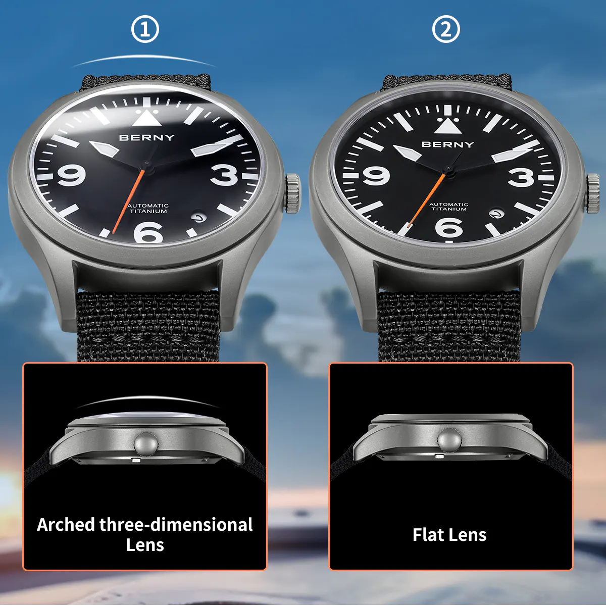 BERNY-Men Automatic Titanium Field Watch-AMT143M - Image 4