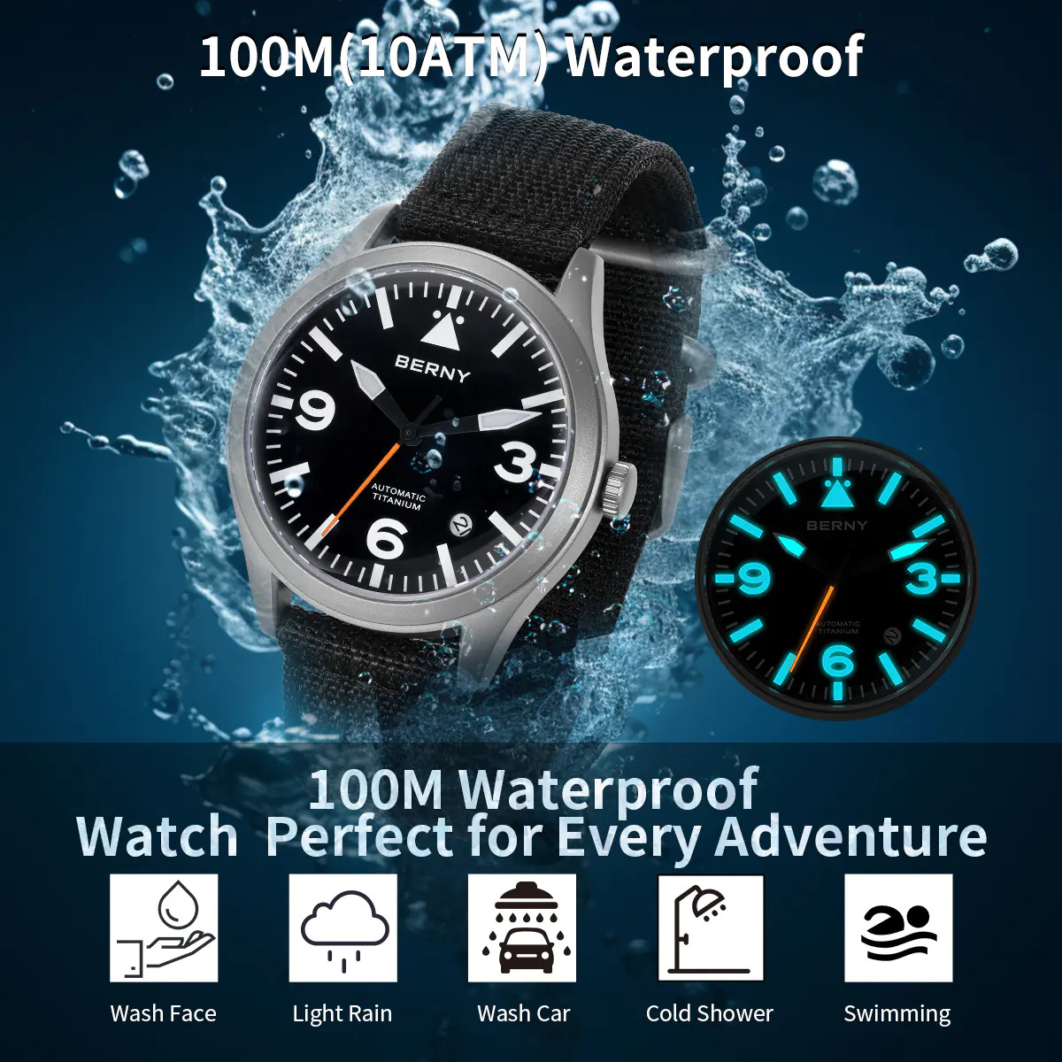 BERNY-Men Automatic Titanium Field Watch-AMT143M - Image 6