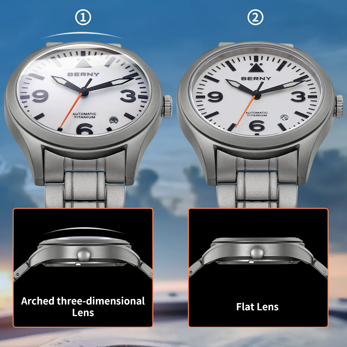 BERNY-Men Automatic Titanium Field Watch-AMT143MS - Image 4