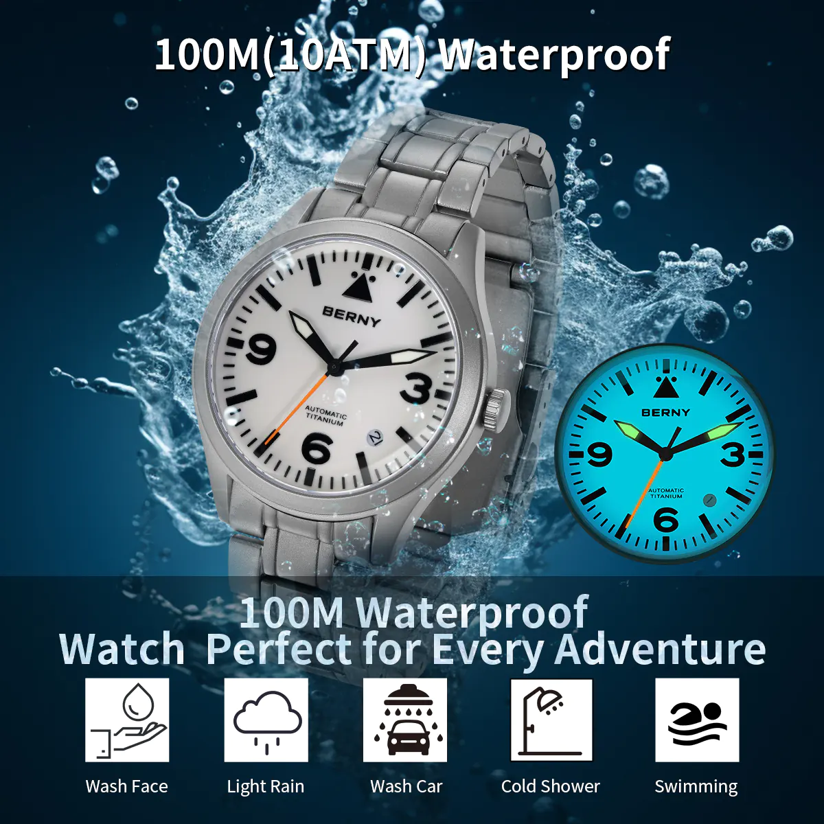 BERNY-Men Automatic Titanium Field Watch-AMT143MS - Image 6