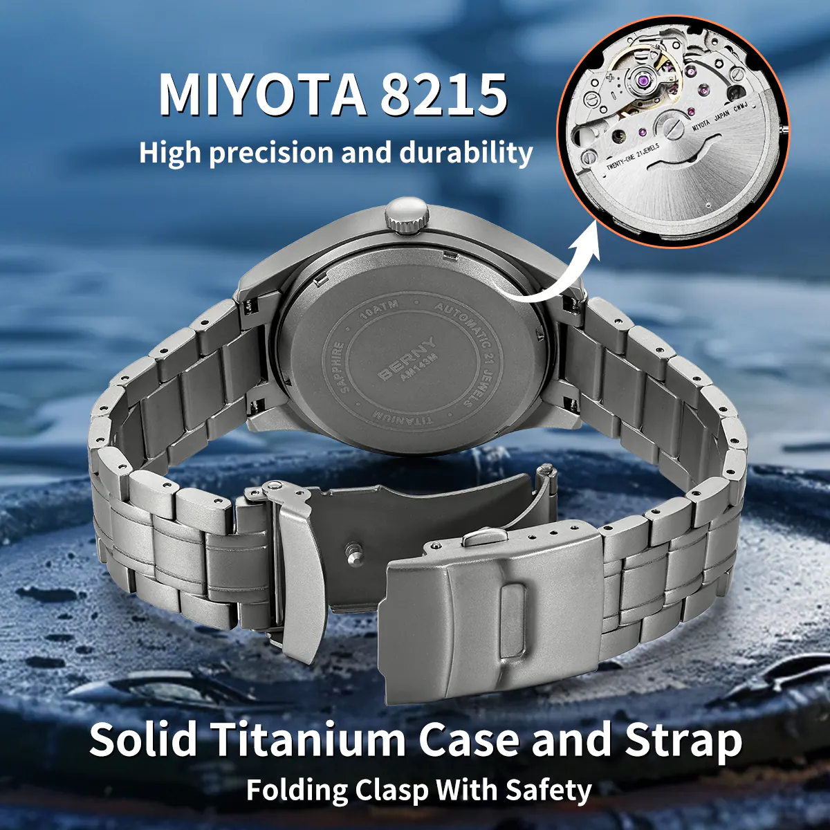 BERNY-Men Automatic Titanium Field Watch-AMT143MS - Image 8