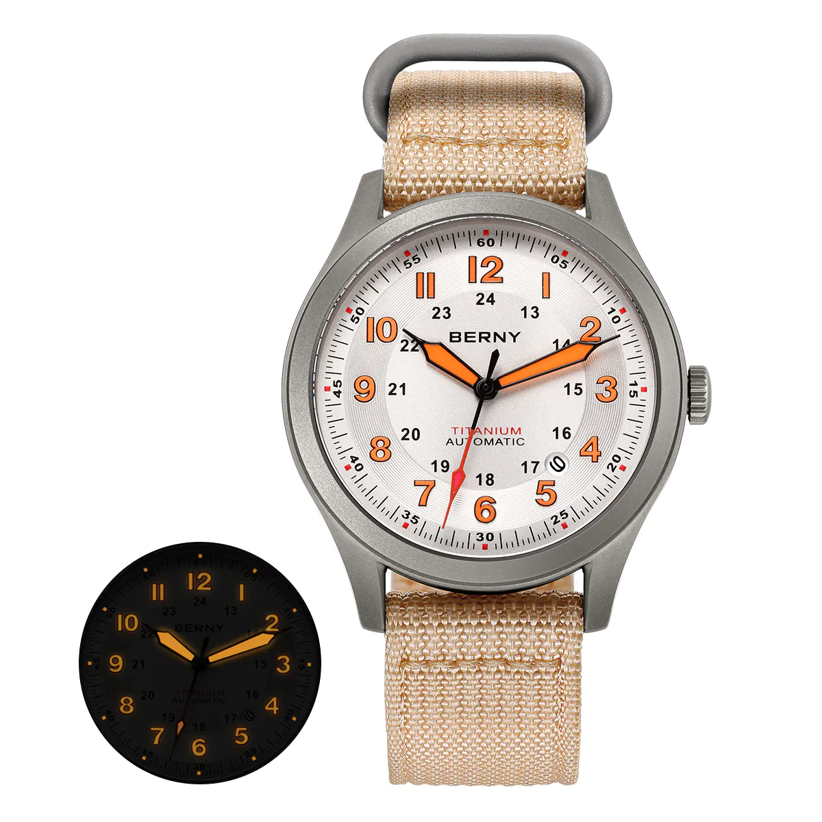 BERNY-Men Automatic Titanium Field Watch-AMT163M - Image 11