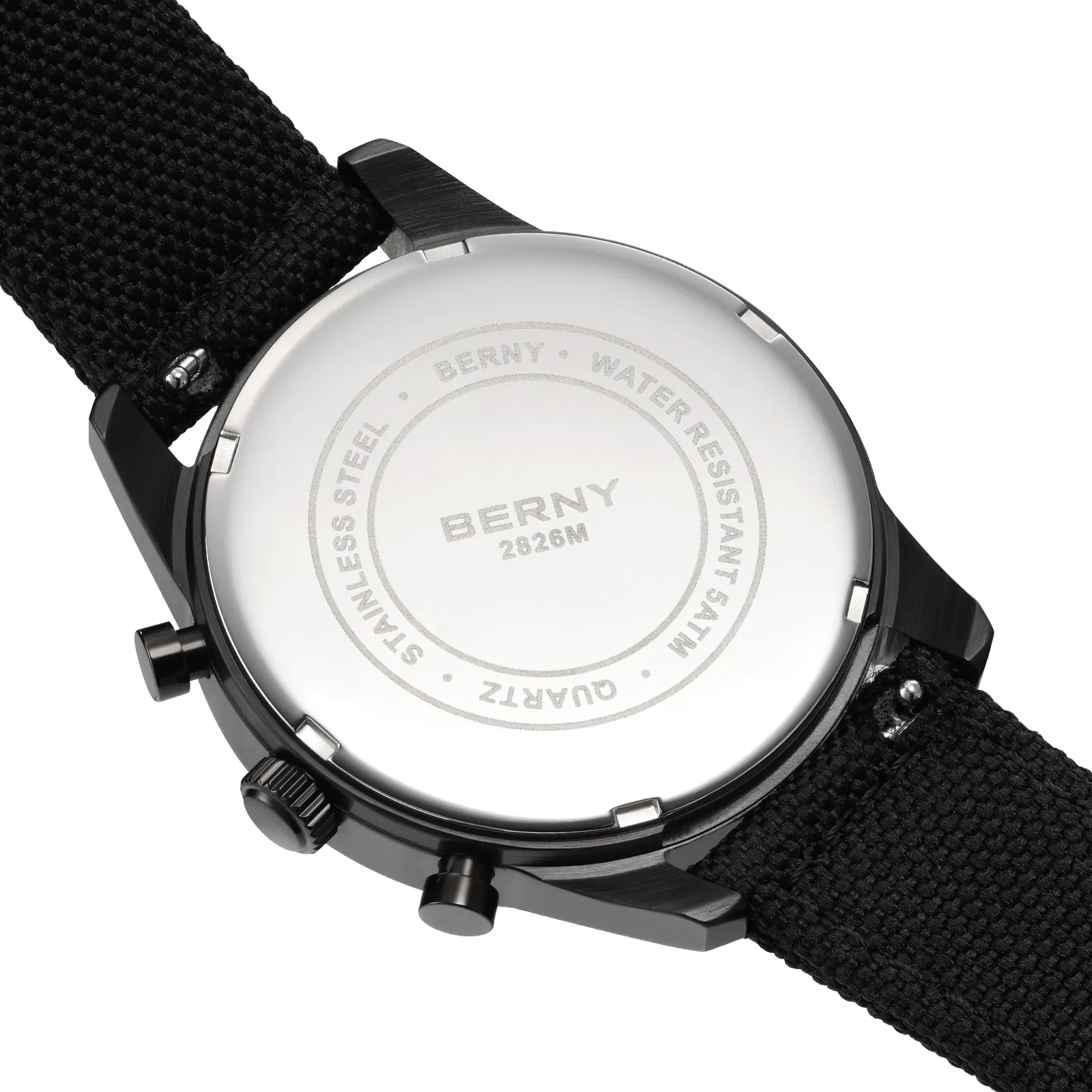 BERNY-Men Quartz Black Chronograph Watch-2826M-BLK - Image 6