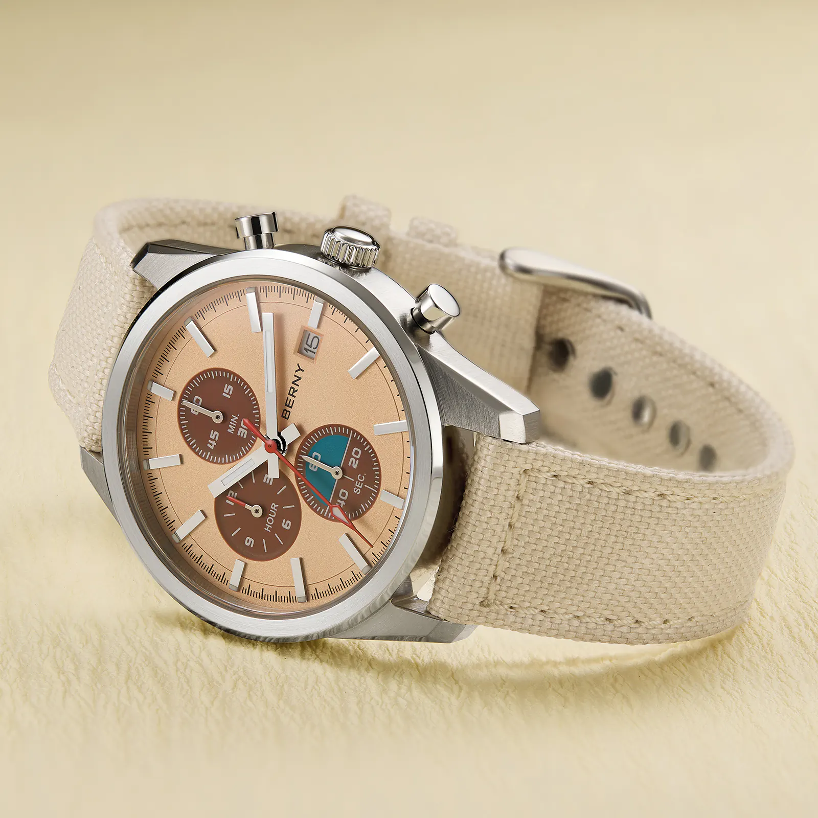 BERNY-Men Quartz Black Chronograph Watch-2826M-SAN - Image 9