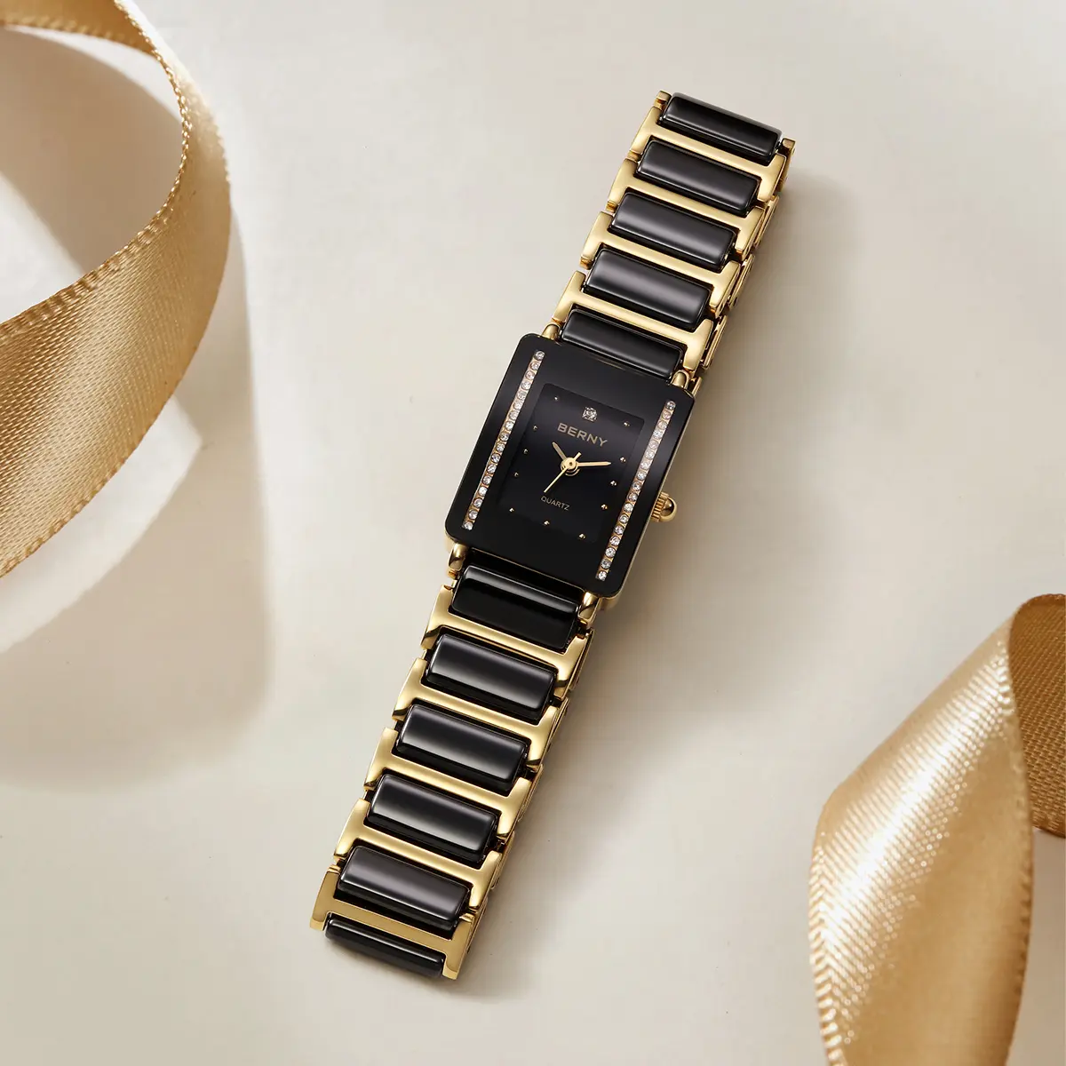 BERNY-Women Quartz Ceramic Gold Watch-2010L - Image 4