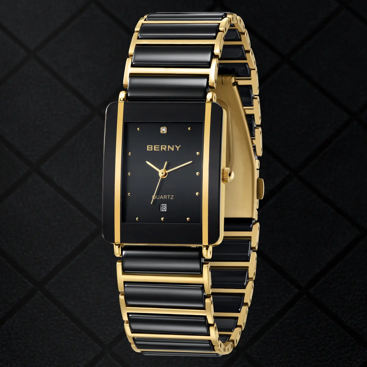 BERNY-Men Quartz Ceramic Gold Watch-2010M - Image 2