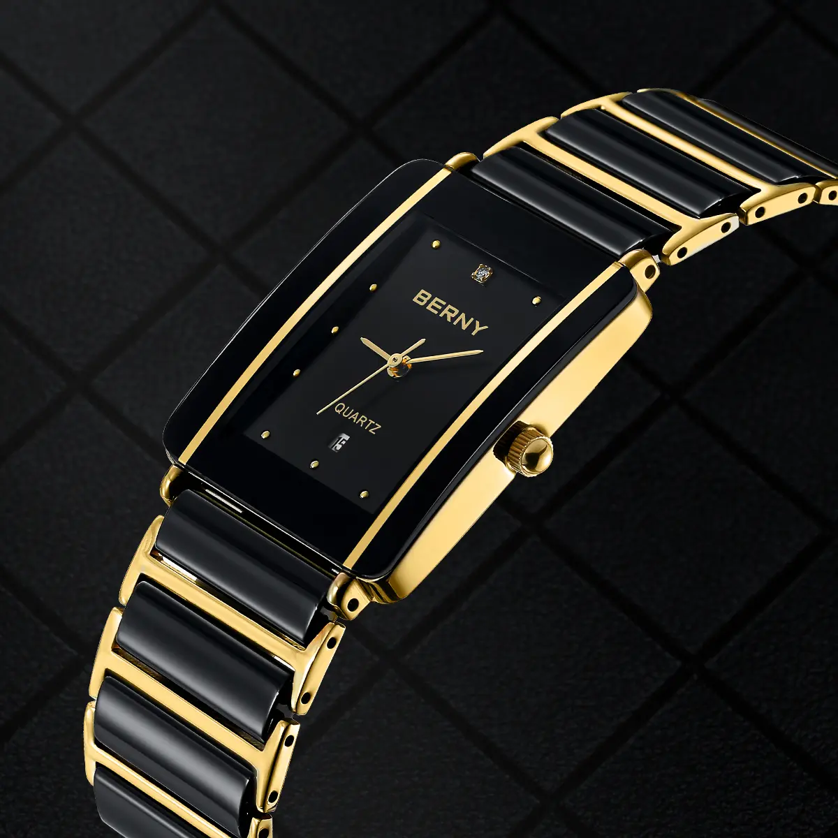 BERNY-Men Quartz Ceramic Gold Watch-2010M - Image 3