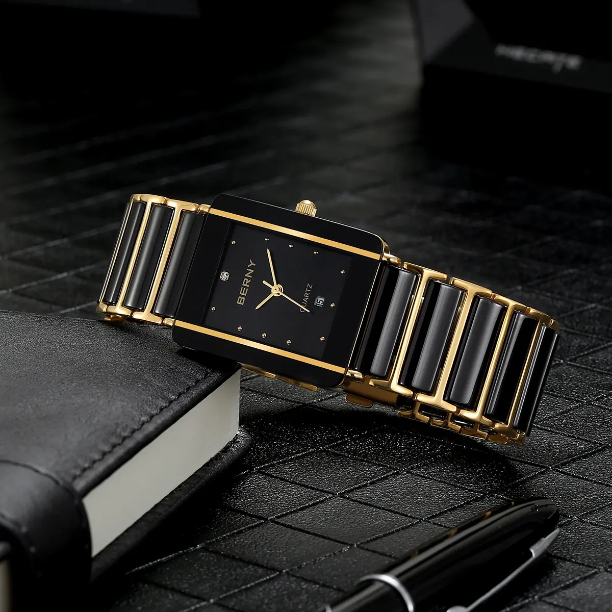 BERNY-Men Quartz Ceramic Gold Watch-2010M - Image 6