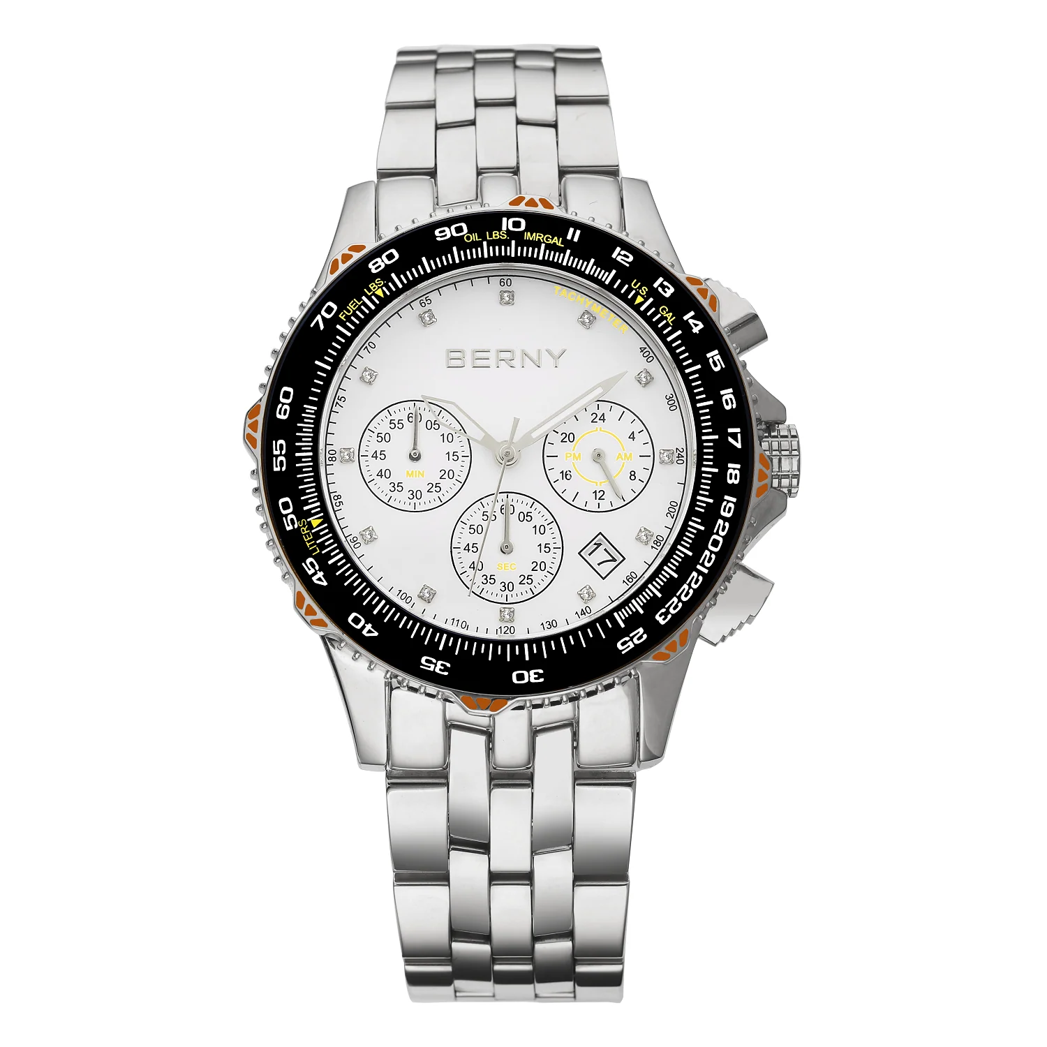 BERNY-Men Quartz Diamond Gold Chronograph Watch-DS00025 - Image 4