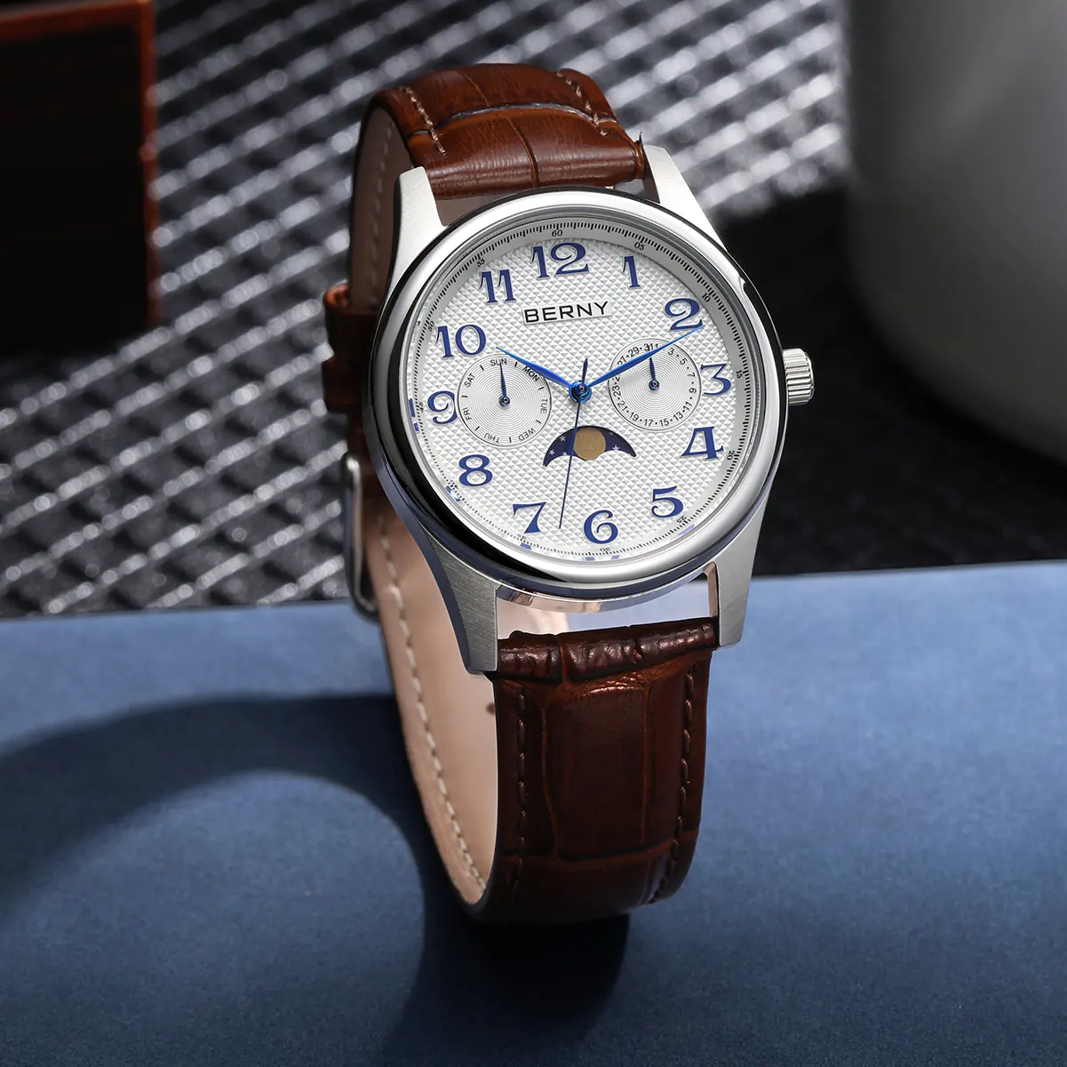 BERNY-Men Quartz Moonphase Watch-2190M - Image 4