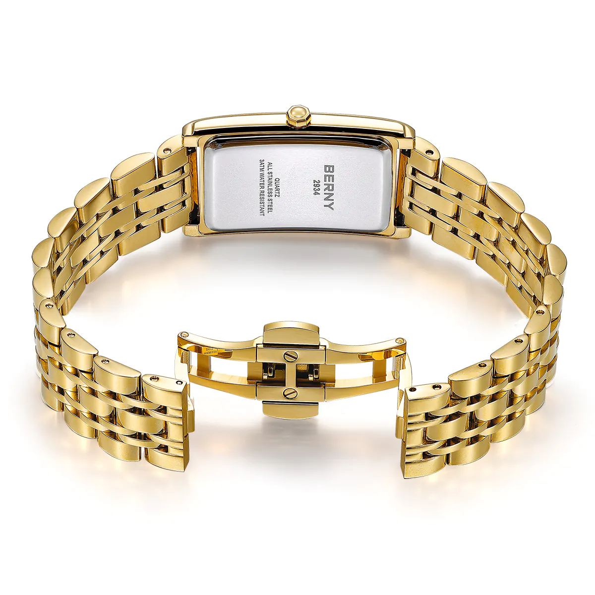 BERNY-Men Quartz Square Gold Watch-2934 - Image 3