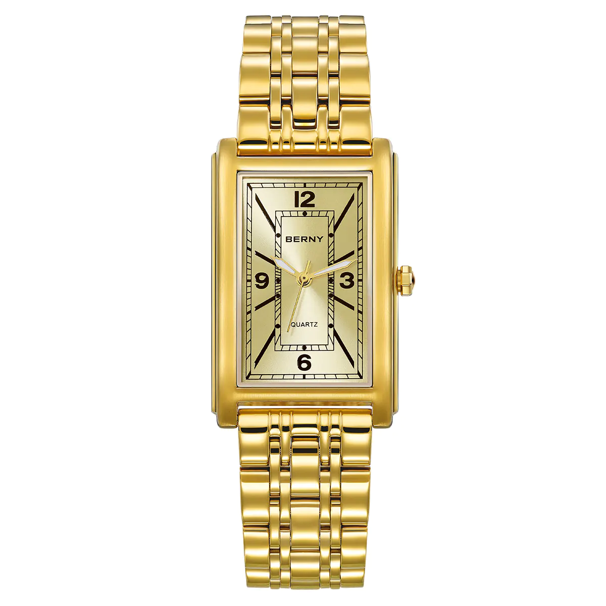 BERNY-Men Quartz Square Gold Watch-2934 - Image 6