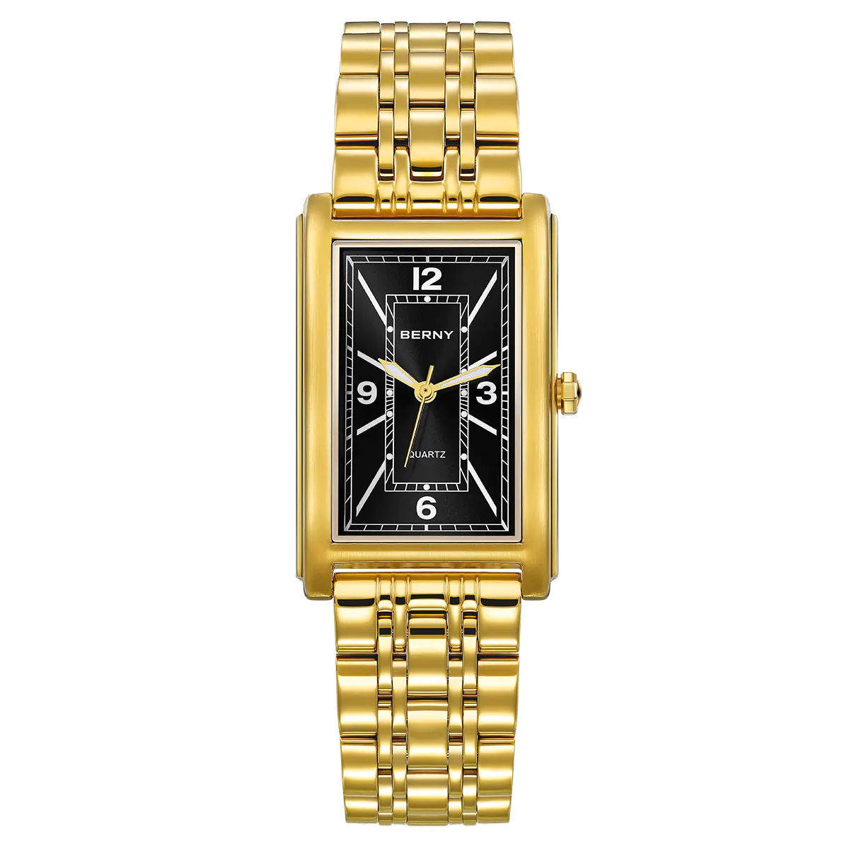 BERNY-Men Quartz Square Gold Watch-2934 - Image 7