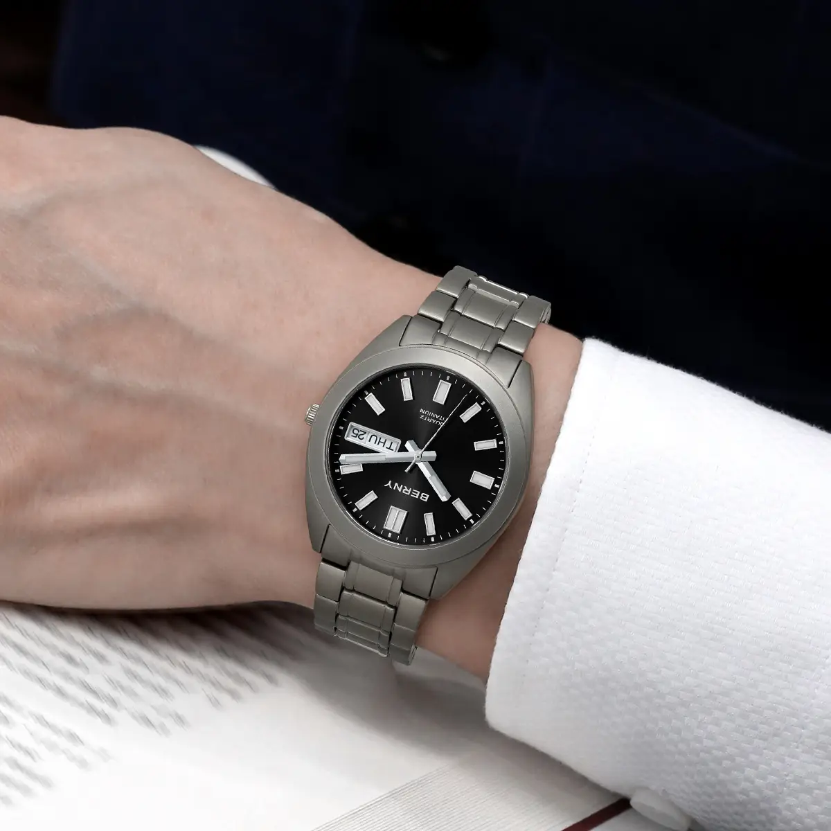 BERNY-Men Quartz Titanium Dress Watch-T2567MS - Image 9