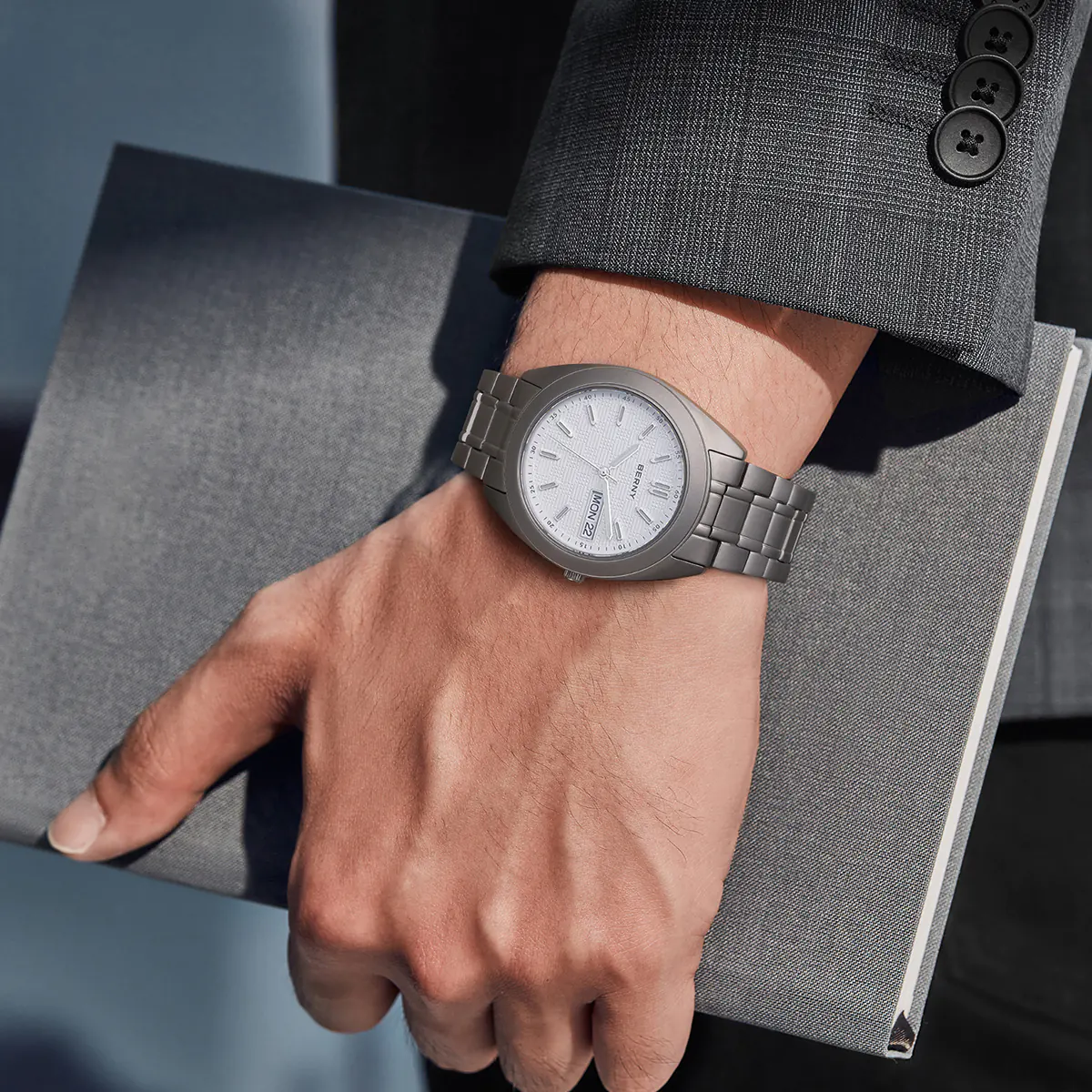 BERNY-Men Quartz Titanium Dress Watch-T2597MS - Image 8